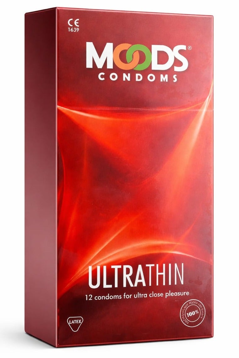 MOODS Ultrathin Condoms – 12 Pieces | Ultra Thin Natural Rubber Latex | Electronically Tested - Image 1
